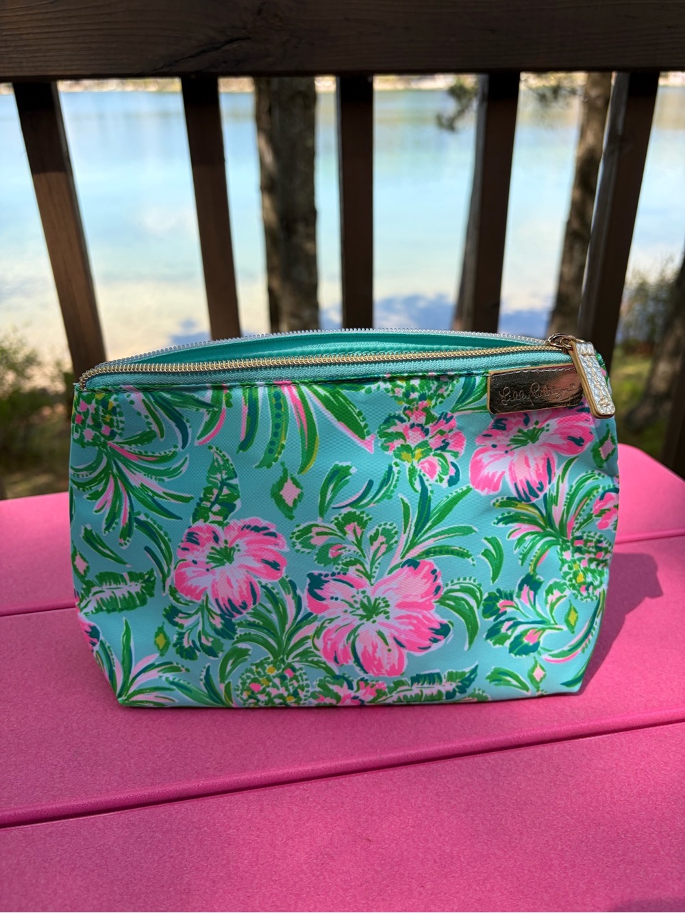 NIP GWP Lilly Pulitzer Surf Blue “Oh Diamond Girl” Zip Pouch Bag